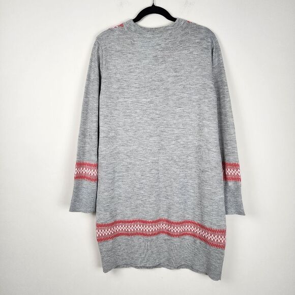 Rockin Around Ugly Sweater Christmas Dress Sweater Sheep Bell Gray Red Nordic XL - Picture 2 of 15